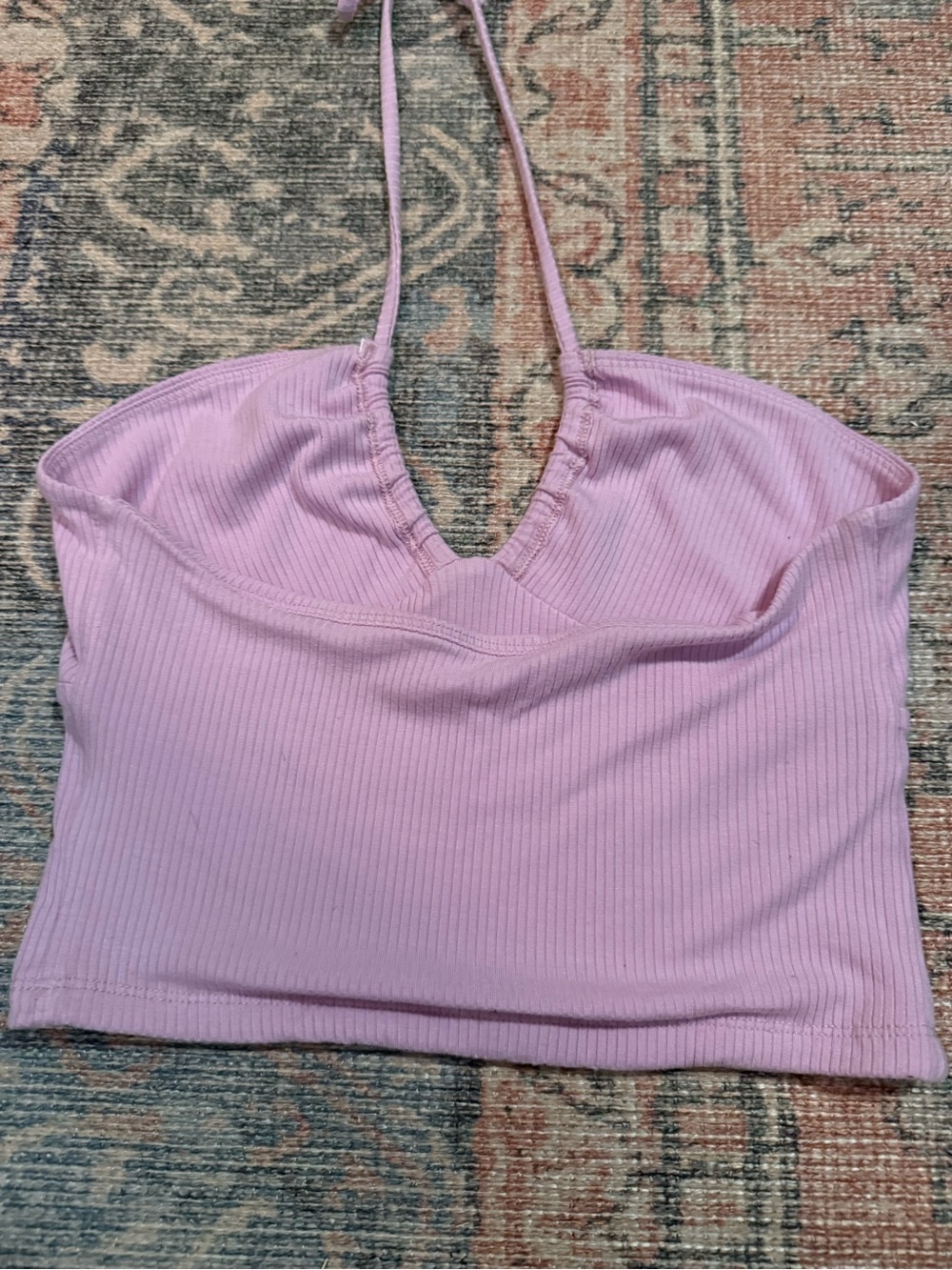 Wilfred Lilac Ribbed Halter Crop Top